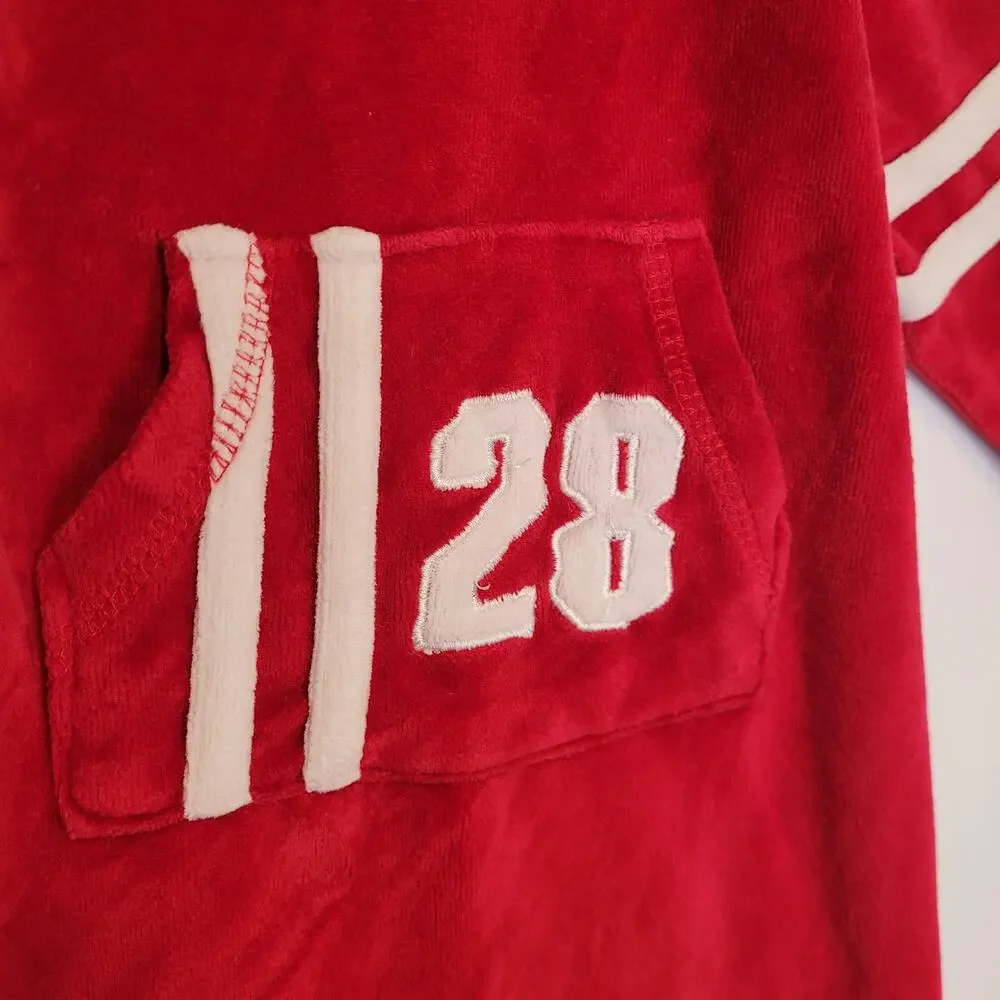 Baby Beginnings Red One piece Velour Jumper Sweatsuit Race Suit Soft 3-6 M